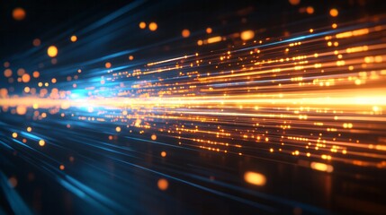 Obraz premium Abstract visualization of high speed data transfer with light streaks