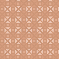 Fototapeta premium Geometric pattern of soft beige squares and crosses, seamless texture for background designs, tiles, and wallpapers.