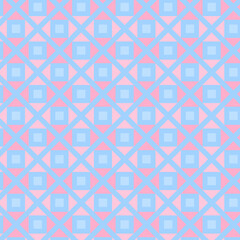 Geometric diamond pattern in pastel colors, blue and pink design for soft backgrounds, textile prints, wallpapers, cards, and more.