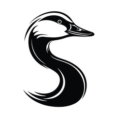 A simple and elegant silhouette of a goose head, showcasing its distinct beak and graceful neck. Ideal for farm branding, wildlife illustrations, minimalist designs, and nature-inspired artwork.