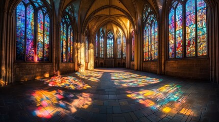 Obraz premium Stunning view of cathedrals stained glass windows in natural light