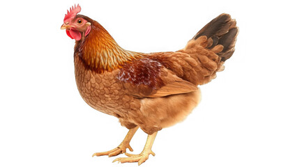 Fototapeta premium Full body of brown chicken hen standing isolated transparent background 
