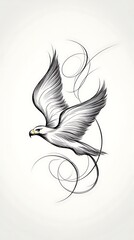 Fototapeta premium Elegant Eagle in Flight for Ink Design.