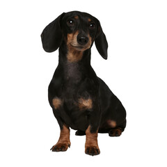 Black and Tan Dachshund Standing Isolated on transparent Background