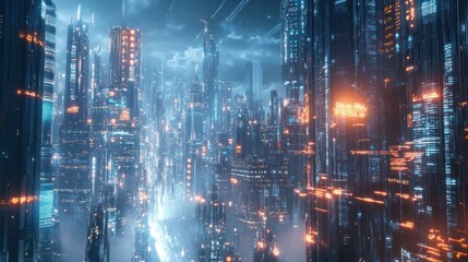 Fototapeta premium Futuristic Cityscape at Night (1)