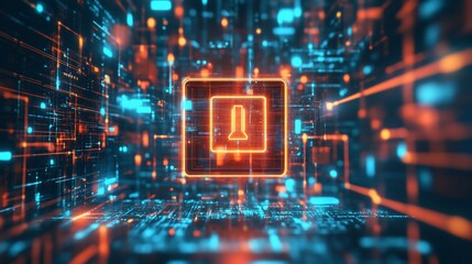 Obraz premium Digital Alert System: Cyber Security Network Warning