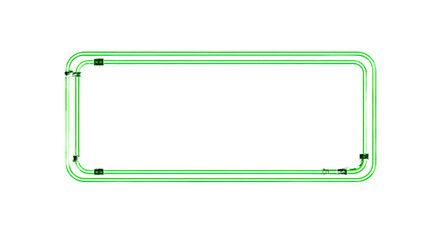 Neon rectangle frame green color isolated on transparent background, cut out, ai generated
