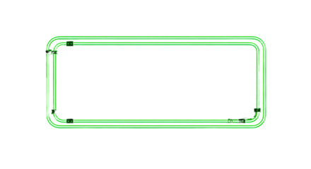 Neon rectangle frame green color isolated on transparent background, cut out, ai generated