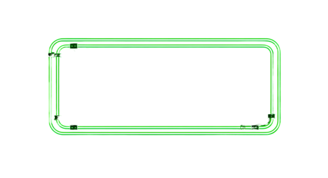 Neon rectangle frame green color isolated on transparent background, cut out, ai generated