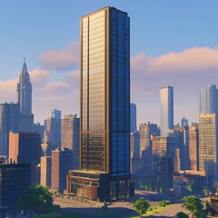 Fototapeta premium Elegant manor with fountains and gardens at sunset glow high resolution picture