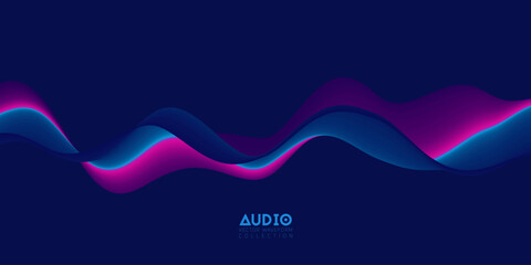 Gradient sound wave abstract background. Colorful flow of music wave. Vector vibrant fluid splash.
