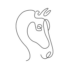 Minimalist one-line art of horse head drawing