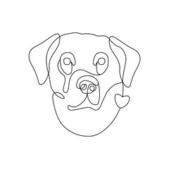 Minimalist line art dog face with heart