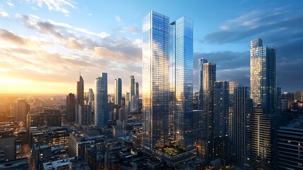 Fototapeta premium Beautiful manor with gardens and fountains at sunset scene high resolution picture