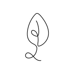Minimalist continuous one line drawing of a single leaf