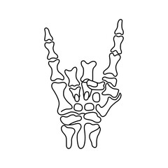 Skeleton hand rock and roll gesture illustration