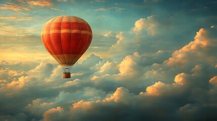 Vintage hot air balloon drifting clouds high resolution hd photo