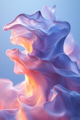 Obraz premium Abstract 3D shape with purple and orange gradients on a blue background