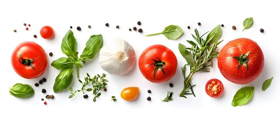 Fresh ripe organic vegetables on white background
