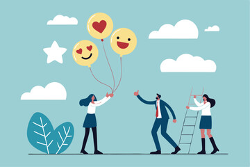 Encouragement or support employee to success, cheering, praise to raise motivation, winning pride inspiration, boost employee ambition concept, businessman giving thumb up to encourage employees.