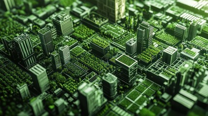 Green city rooftop farms aerial sustainable future