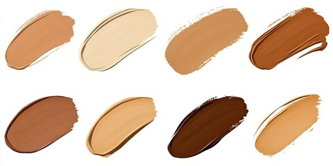 Foundation shades swatches, various tones, makeup, color chart