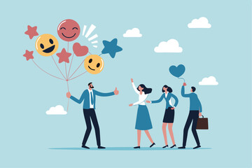 Encouragement or support employee to success, cheering, praise to raise motivation, winning pride inspiration, boost employee ambition concept, businessman giving thumb up to encourage employees.