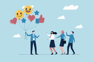 Encouragement or support employee to success, cheering, praise to raise motivation, winning pride inspiration, boost employee ambition concept, businessman giving thumb up to encourage employees.