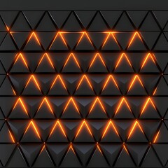 Glowing orange triangles on dark background.