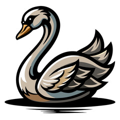 Obraz premium a graceful swan illustration gliding smoothly across water, exuding elegance and serenity. The swan's curved neck and poised demeanor create a sense of tranquility.