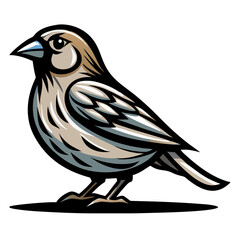 Obraz premium A detailed illustration of a perched bird. The bird's detailed features and posture stand out against a simple background. 