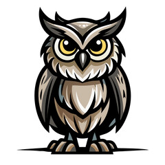 Fototapeta premium a charming owl illustration with striking yellow eyes