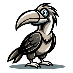 Obraz premium a cartoon drawing of a toucan bird with a long, curved beak, bird, animated