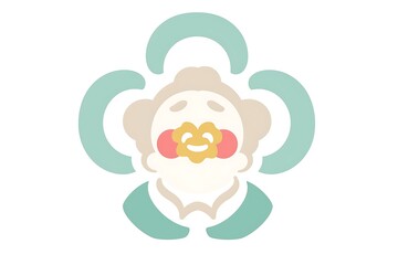 Happy cartoon face with flower.