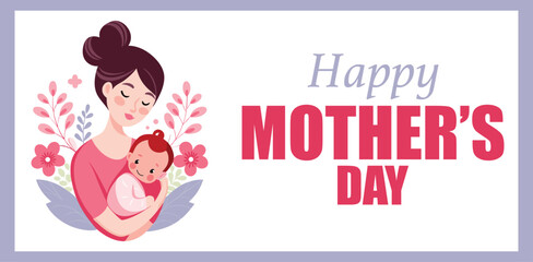 Happy Mother's day, banner, flyer white background