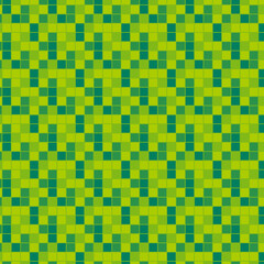 Seamless green mosaic pattern with blue squares, geometric tile design, colorful background for web, fabric, cards, banners, and decorations.