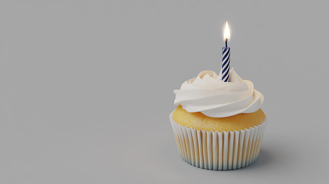 Celebrate special moments with this festive cupcake topped with a lit candle, ideal for birthday celebrations or anniversaries