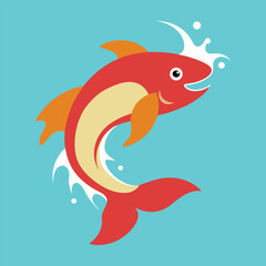Naklejka premium illustration of a cartoon fish jumping