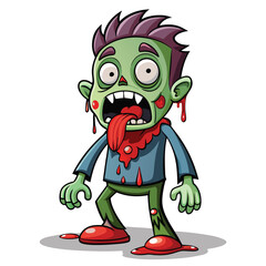 Obraz premium Cartoon Zombie Child with Blood