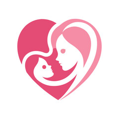 Fototapeta premium Mom and baby with a heart for Mother's Day