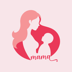 mom and baby with mama typography vector illustration for Mother's Day