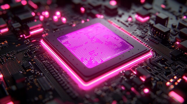 High-Tech Computer Processor Chip Closeup