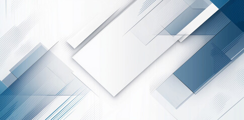 Fototapeta premium Abstract Geometric Background White, Blue, Modern, Design, Lines, Shapes, Overlapping, Technology, T
