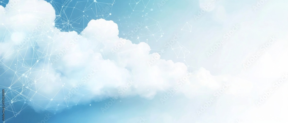 Poster abstract cloud technology background presentation design with white space, light blue color, and geo