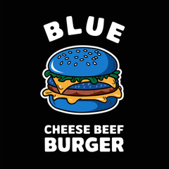 Blue cheeseburger vector design illustration