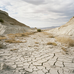 Photo capture of a dried riverbed in the desert