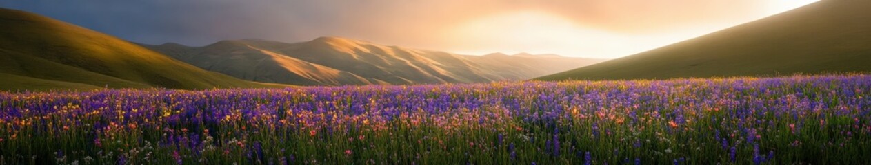 Obraz premium Colorful flowers bloom in a valley