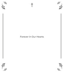 Divine Funeral Memory Invitation with Soft Light Background, Holy Frame Borders, Gentle Leaf Details, and Space for Scripture, Tribute Text, and Photo