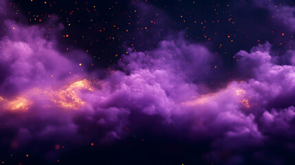 Fototapeta premium Purple fire clouds, night sky, embers, fantasy backdrop
