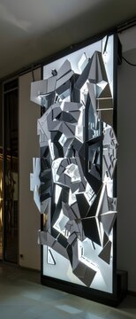 Architectural letters glow in stark contrast on this e-paper display minimal design meets typography experiments electrifying the electronic aesthetic.